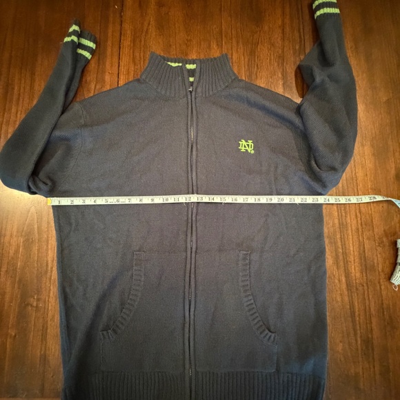 Notre Dame Blue Cardigan Full Zip Sweater, Embroidered, High Neck, Size 2XL - Picture 7 of 10